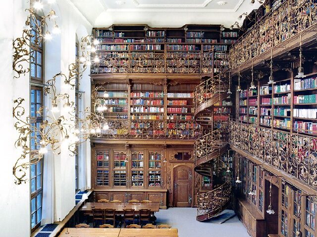 beautiful wood carved library