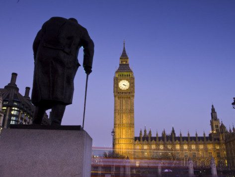 Statue of Winston Churchill in London.