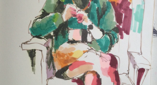 watercolor self portrait of gretchen