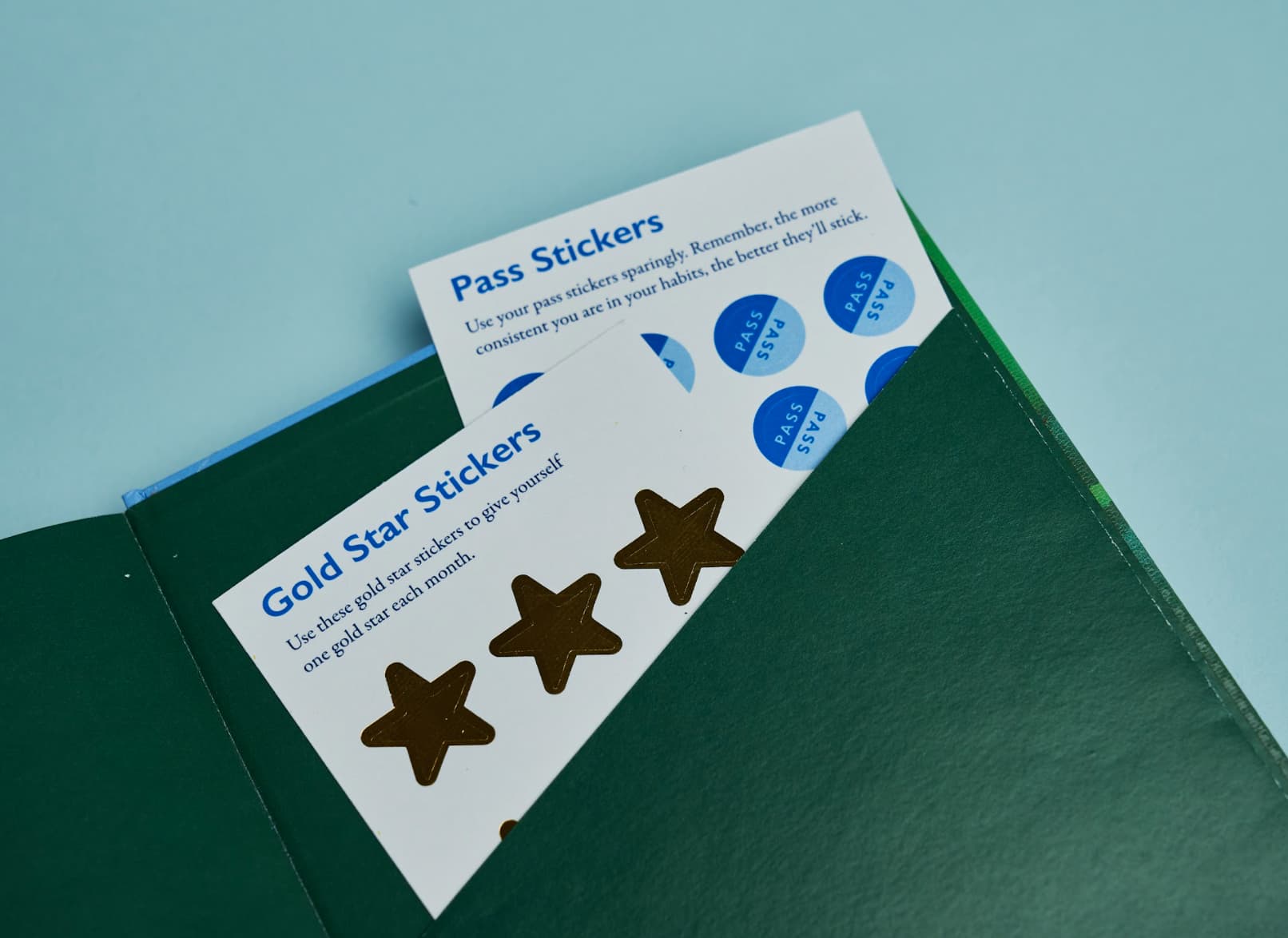 Gold star and pass stickers from the Don't Break the Chain Journal
