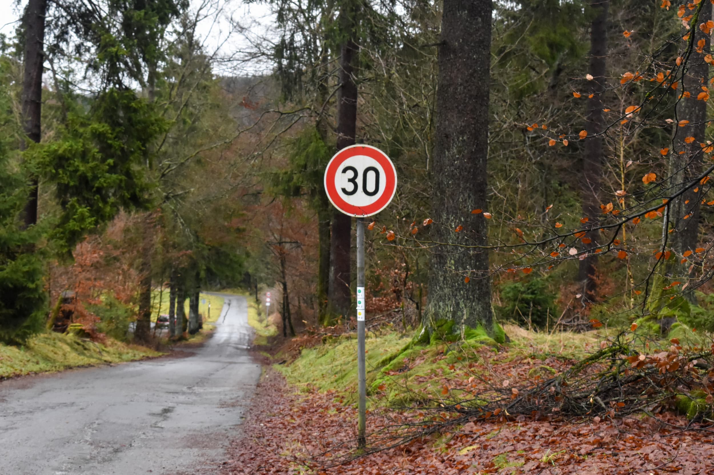 Road sign 30 km reminder