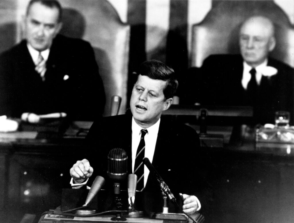 Photo of JFK making a speech
