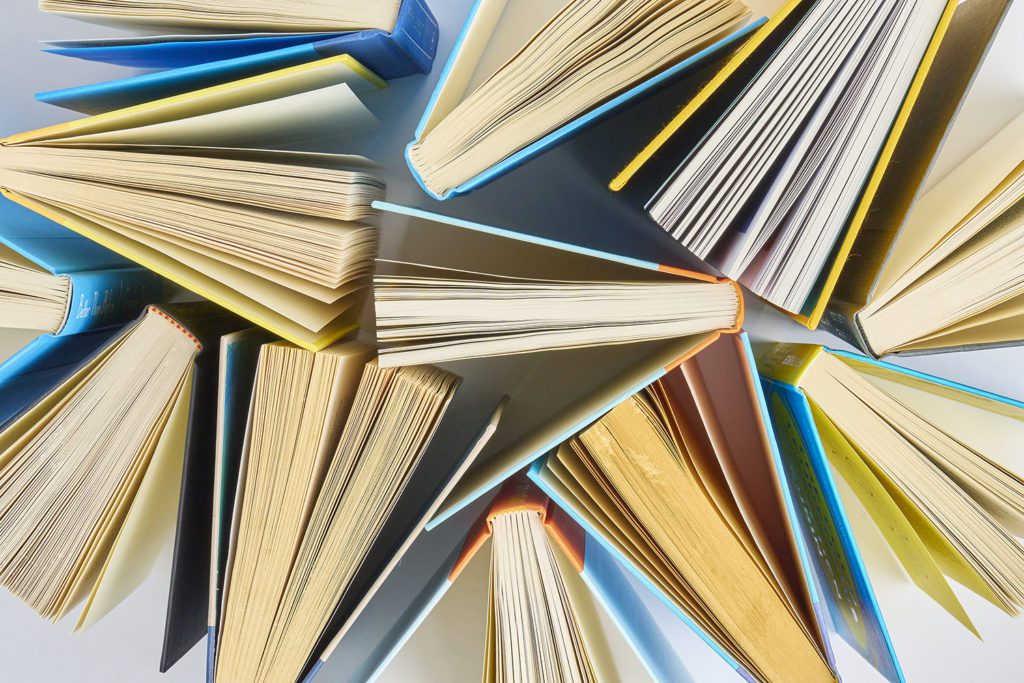 Books viewed from above