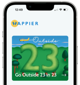 Happier app with the Go Outside 23 in 23 challenge card
