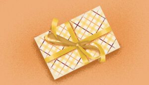 Illustration of yellow gifting box for the committed
