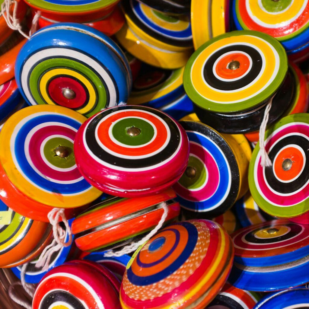a pile of colorful buttons sitting next to each other