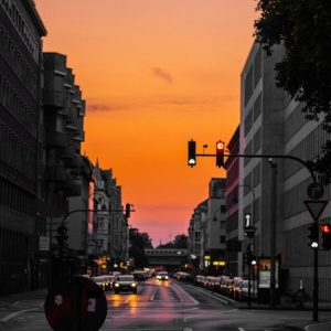 vehicle on street during golden hour